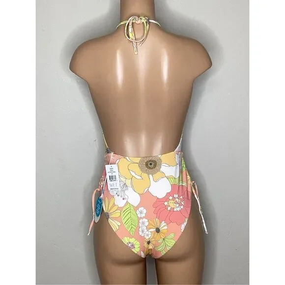 New. WET L.A. plunge floral swimsuit. Medium. Retails $178